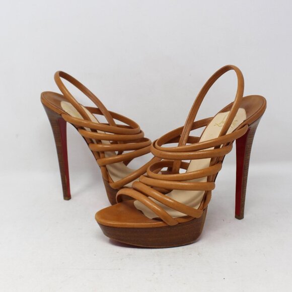 Christian Louboutin #ZUNFQ8 120 Vildo Strappy Heels Size 39.5 - Picture 1 of 8